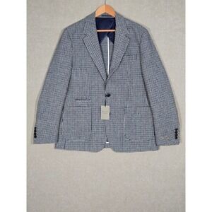 NWT Hayward Mayfair London Men Kenway Houndstooth Wool Sport Coat Blazer Grey 42
